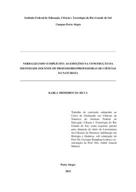 VERBALIZANDO O IMPLÍCITO: AS EMOÇÕES NA CONSTRUÇÃO DA IDENTIDADE DOCENTE DE PROFESSORES/PROFESSOR...