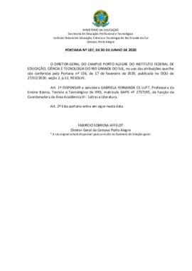 Portaria 187/2020