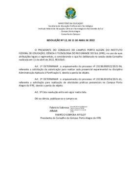 Resolução 012/2022