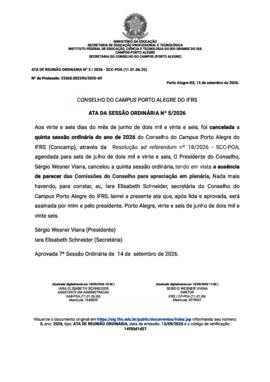 Ata 05/2026 - 5ª Sessão Ordinária 2026