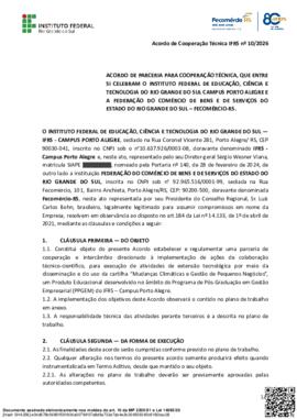 Acordo de Cooperação Técnica IFRS nº 10/2026 - Fecomércio-RS